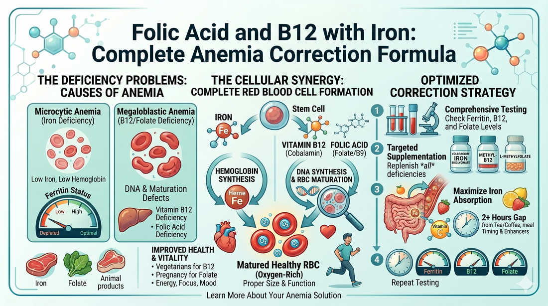 Folic Acid and B12 with Iron: Complete Anemia Correction Formula